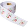 American Greetings Thank You Stickers or Seals, White Script on Gold Foil (500-Count)(Rainbow Text)