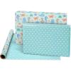 American Greetings 175 sq. ft. Reversible Wrapping Paper for Baby Showers, Kid’s Birthdays and All Occasions, Moon and Stars (1 Roll, 30 in x 70 ft.)(Pink  Blue  Gray)