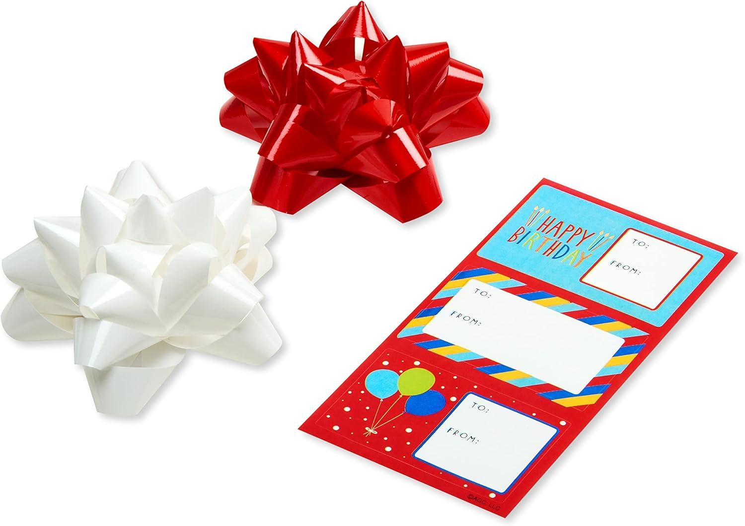 imageAmerican Greetings Birthday Wrapping Paper Kit with Cut Lines Bows and Gift Tags Balloons Candles and Fireworks 7 Bows 30 Gift Tags 4 Rolls 120 sq ftBows and Gift Tags  Balloons  Candles  and Fireworks