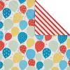 American Greetings 120 sq. ft. Reversible Wrapping Paper Bundle for Birthdays and All Occasions, Stripes, Balloons and Polka Dots (4 Rolls, 30 in. x 12 ft.)(Birthday Balloons)