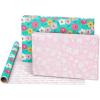 American Greetings 175 sq. ft. Reversible Wrapping Paper for Birthdays and All Occasions, Birthday Cupcakes (1 Roll, 30 in x 70 ft.)(Floral and Happy Birthday Text)