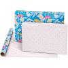 American Greetings 175 sq. ft. Reversible Wrapping Paper for Birthdays and All Occasions, Birthday Cupcakes (1 Roll, 30 in x 70 ft.)(Floral and Happy Birthday Text)