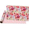 American Greetings 175 sq. ft. Reversible Wrapping Paper for Weddings, Baby Showers, Bridal Showers, Anniversaries, Birthdays and All Occasions, Blue Floral Damask (1 Roll, 30 in x 70 ft.)(Floral  Stripes and Polka Dots)