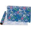American Greetings 175 sq. ft. Reversible Wrapping Paper for Weddings, Baby Showers, Bridal Showers, Anniversaries, Birthdays and All Occasions, Blue Floral Damask (1 Roll, 30 in x 70 ft.)(Floral  Stripes and Polka Dots)