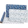 American Greetings 175 sq. ft. Reversible Wrapping Paper for Weddings, Baby Showers, Bridal Showers, Anniversaries, Birthdays and All Occasions, Blue Floral Damask (1 Roll, 30 in x 70 ft.)(BLUE WHITE FLORAL DAMASK)