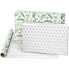 American Greetings 175 sq. ft. Reversible Wrapping Paper for Weddings, Baby Showers, Bridal Showers, Anniversaries, Birthdays and All Occasions, Blue Floral Damask (1 Roll, 30 in x 70 ft.)(GREENERY ON WHITE)