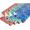American Greetings Birthday Wrapping Paper Kit with Cut Lines, Bows and Gift Tags, Balloons, Candles, and Fireworks (7 Bows, 30 Gift Tags, 4 Rolls, 120 sq. ft)(Bows and Gift Tags  Balloons  Candles  and Fireworks)