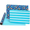 American Greetings Reversible Birthday Wrapping Paper for Kids, Dinosaurs and Unicorns (3 Rolls, 120 sq. ft)(Dinosaurs and Unicorns)