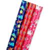 American Greetings Reversible Birthday Wrapping Paper for Kids, Dinosaurs and Unicorns (3 Rolls, 120 sq. ft)(Dinosaurs and Unicorns)