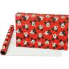 American Greetings Reversible Birthday Wrapping Paper for Kids, Dinosaurs and Unicorns (3 Rolls, 120 sq. ft)(Mickey Mouse  Minnie Mouse  Pluto and Polka Dots)