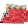 American Greetings Reversible Birthday Wrapping Paper for Kids, Dinosaurs and Unicorns (3 Rolls, 120 sq. ft)(Stars  Polka Dots  and Balloons)