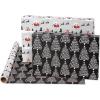 American Greetings Reversible Wrapping Paper, Red and Black Plaid (1 Jumbo Roll, 175 sq. ft.)(Silver and Black)
