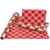 American Greetings Reversible Wrapping Paper, Red and Black Plaid (1 Jumbo Roll, 175 sq. ft.)(Snowmen and Plaid)