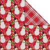 American Greetings Reversible Wrapping Paper, Red and Black Plaid (1 Jumbo Roll, 175 sq. ft.)(Snowmen and Plaid)