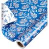 imageAmerican Greetings 175 sq ft Reversible Wrapping Paper for Weddings Baby Showers Bridal Showers Anniversaries Birthdays and All Occasions Blue Floral Damask 1 Roll 30 in x 70 ftBLUE WHITE FLORAL DAMASK