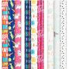 imageAmerican Greetings Birthday Wrapping Paper Kit with Cut Lines Bows and Gift Tags Balloons Candles and Fireworks 7 Bows 30 Gift Tags 4 Rolls 120 sq ftUnicorns and Dinosaurs