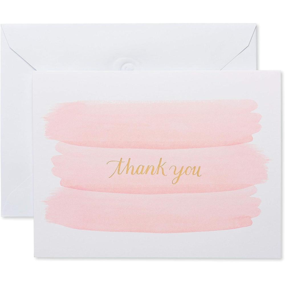 imageAmerican Greetings Thank You Cards with Envelopes Pink Brushstrokes 50Count