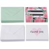 American Greetings Thank You Cards with Envelopes, Pink, Black and White Floral (50-Count)(Heart and Floral)
