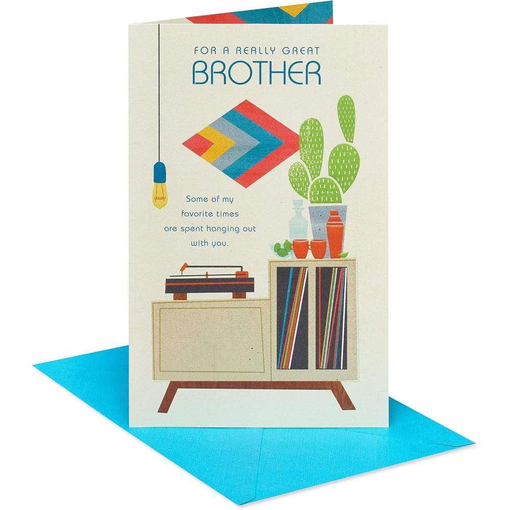 imageAmerican Greetings Birthday Card for Brother Special WishesRetro Room w Record Player