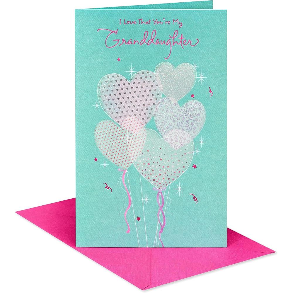 imageAmerican Greetings Birthday Card for Granddaughter with Stickers Pinch of SugarHeart Balloons