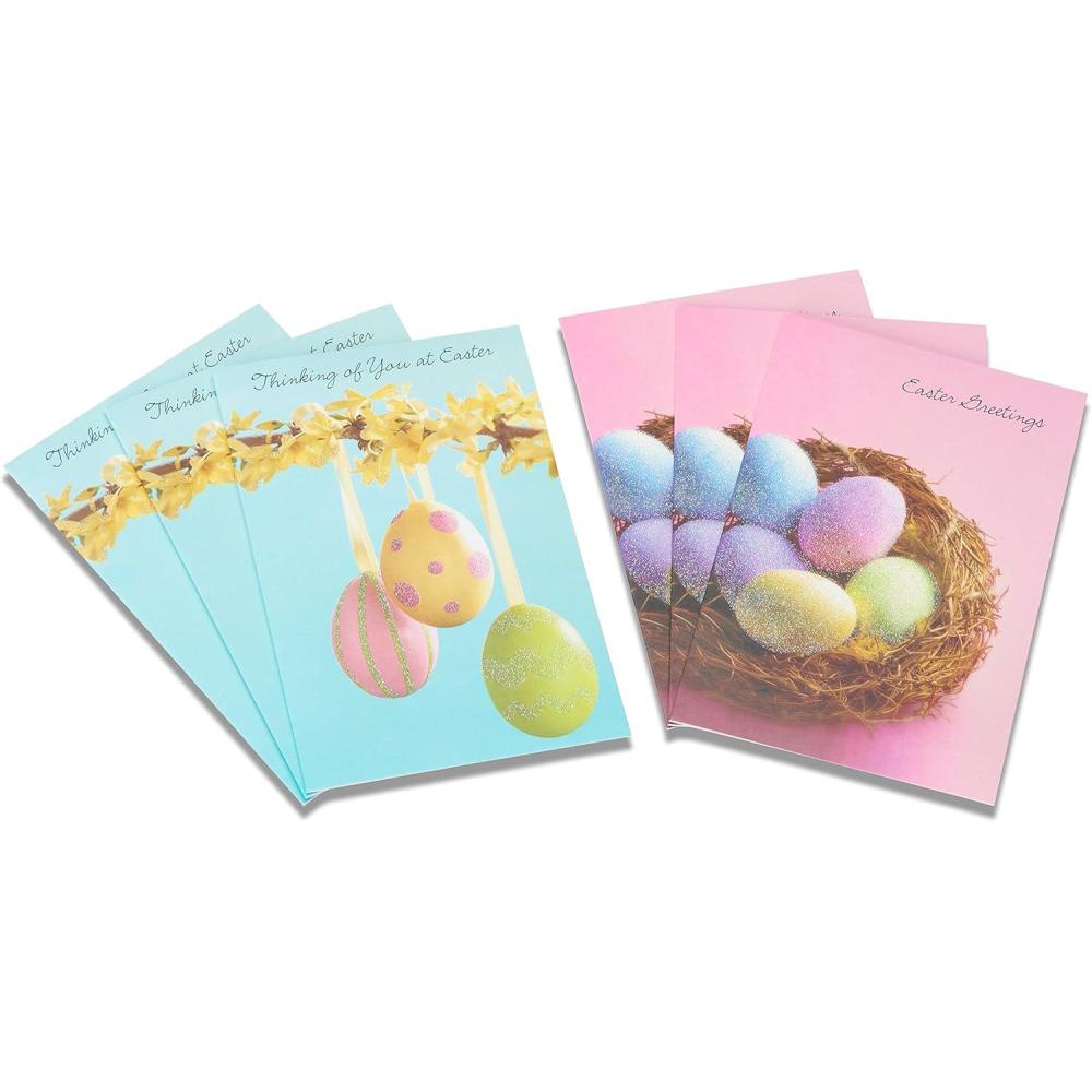 imageAmerican Greetings Easter Cards for Kids with Envelopes Sunny Spring Day 6CountEaster Eggs
