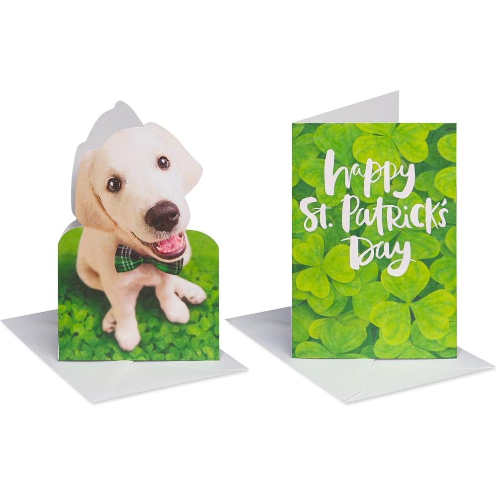 imageAmerican Greetings St Patricks Day Cards Pack Good Luck 6CountShamrock and Dog