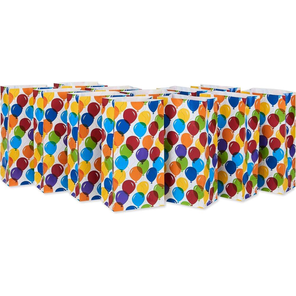 imageAmerican Greetings 10quot Small AllOccasion Goodie Bags Rainbow Confetti 12CountMulticolor Balloons