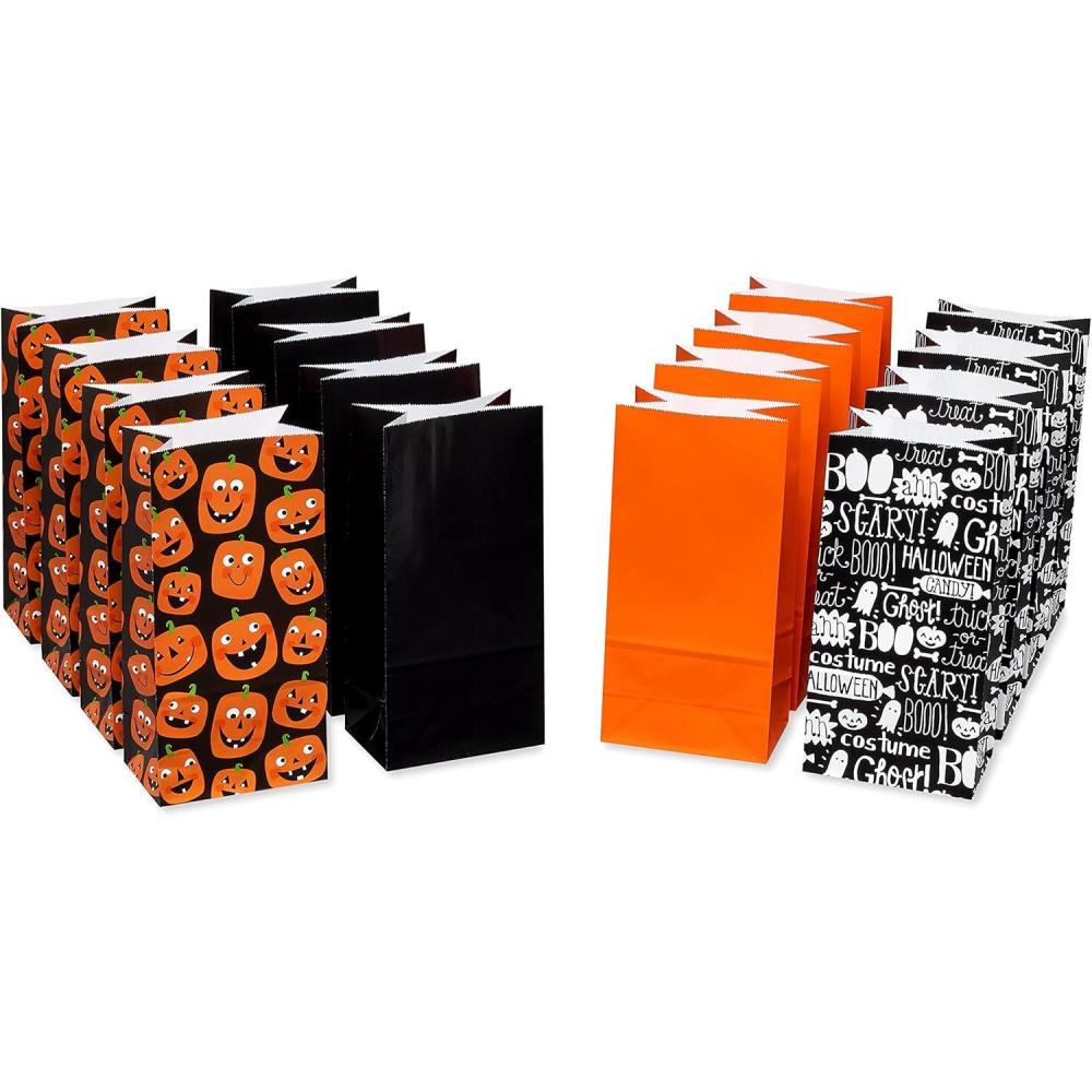 imageAmerican Greetings 10quot Small Halloween Goodie Bags Pumpkins and Halloween Text 16CountPumpkins and Halloween Text