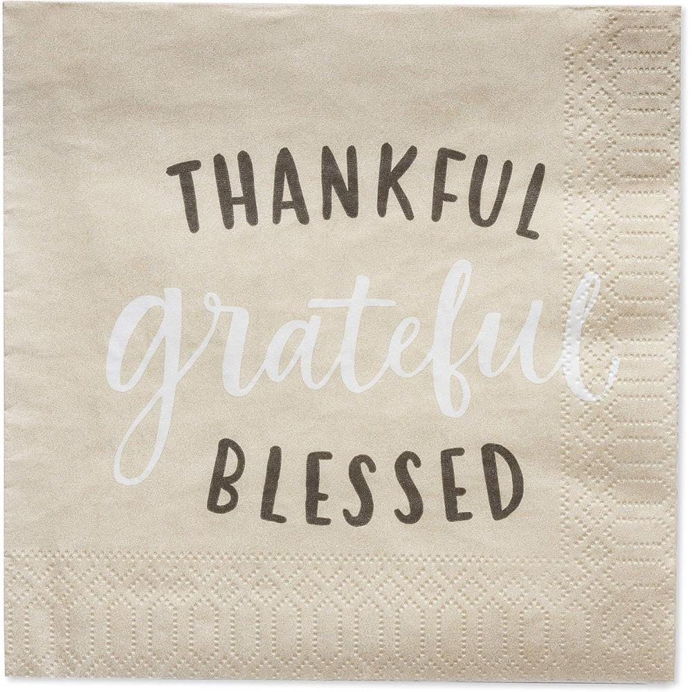 imageAmerican Greetings 50Count 65 in x 65 in Lunch Napkins Thankful Thanksgiving Party SuppliesLunch Napkins 50CT