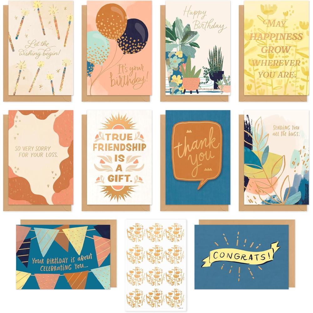 imageAmerican Greetings 10Count All Occasions Card Bundle with Envelopes Birthday Congrats Support Friendship Thank You and Sympathy