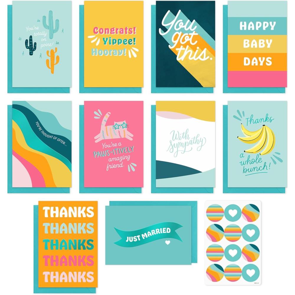imageAmerican Greetings 10Count All Occasions Card Bundle with Envelopes Congrats Baby Wedding Support Friendship Sympathy and Thank You