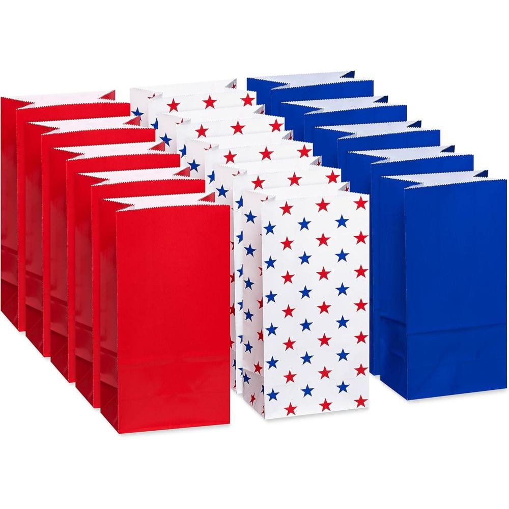 imageAmerican Greetings 9quot Medium Patriotic Gift Bags Red White and Blue 12CountRed  White and Blue