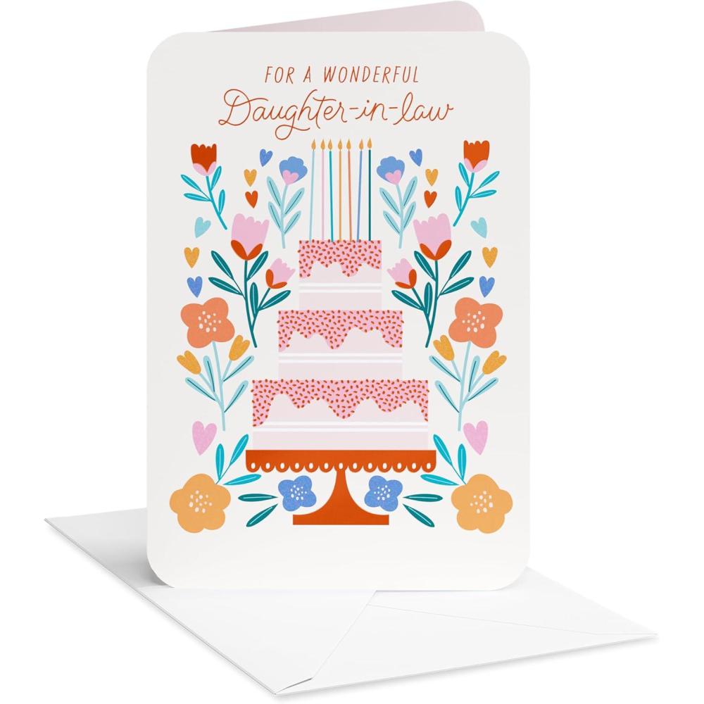 imageAmerican Greetings Birthday Card for DaughterinLaw Perfect TimeColorful Boho Floral Cake