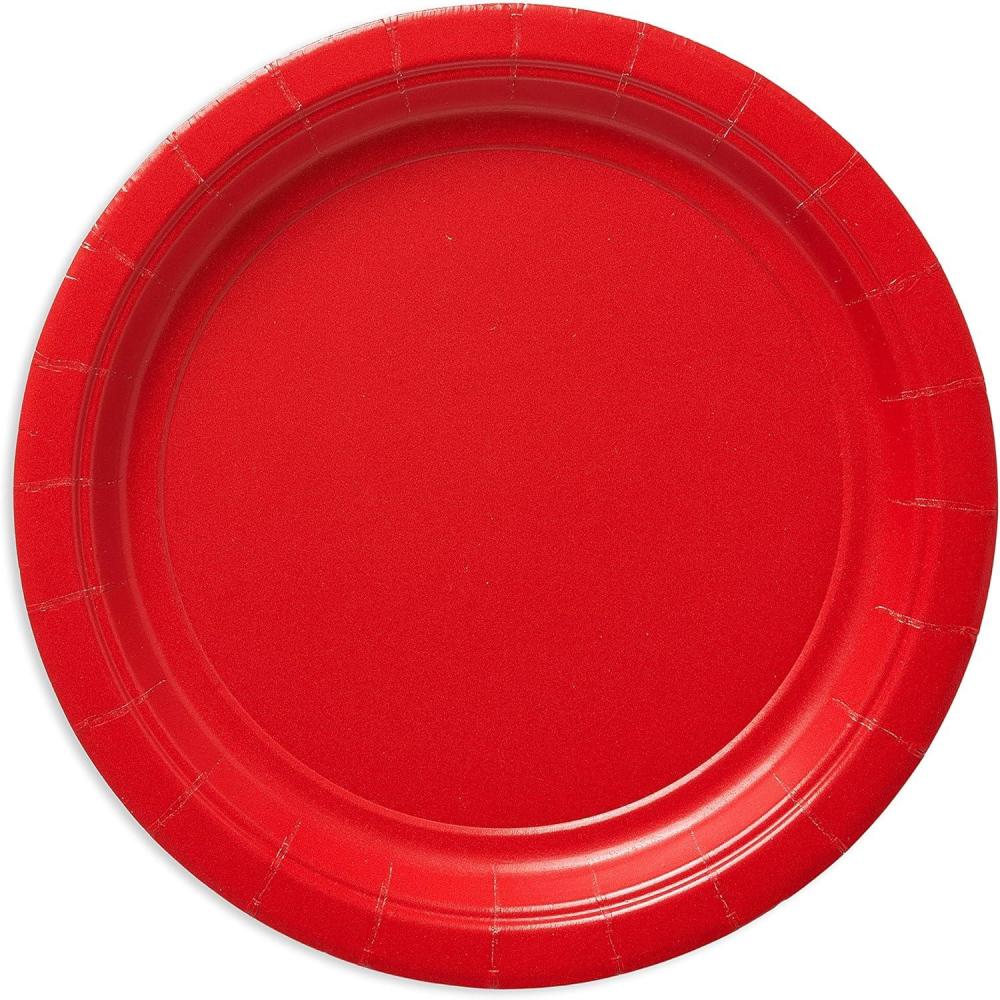 imageAmerican Greetings Red Party Supplies Round Paper Dessert Plates 20Count