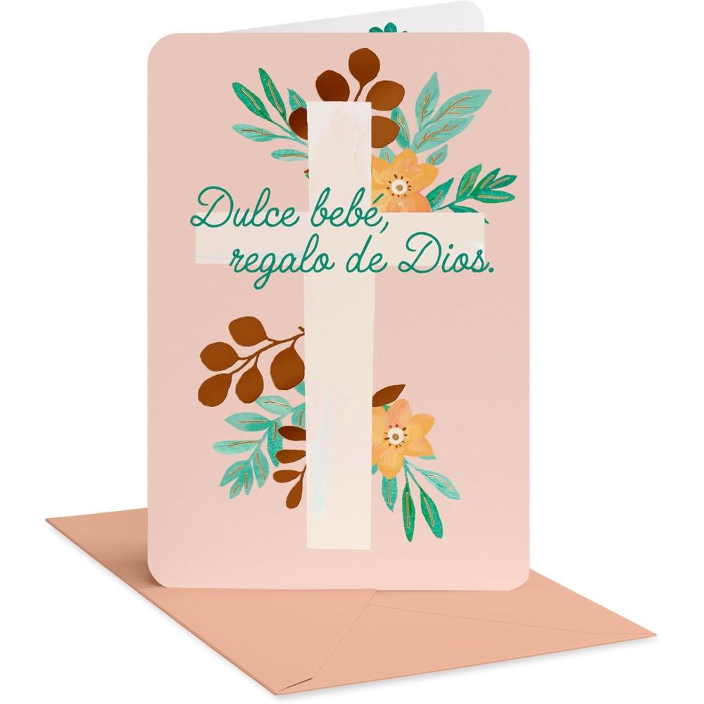 imageAmerican Greetings Spanish Baby Shower Card Desendote Todo El AmorFloral Cross