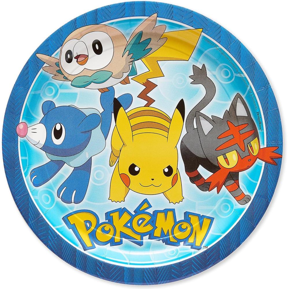 imageAmerican Greetings Pokemon Party Supplies Paper Dessert Plates 40CountPokemon Paper Dinner Plates 8 Count