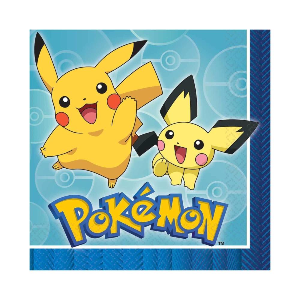 imagePokemon Luncheon Napkins  65quot x 65quot Pack of 16  Bold ampamp EcoFriendly Design  Perfect for Parties ampamp Events