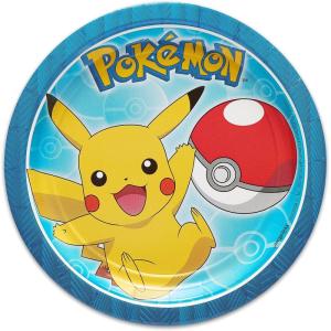 Vibrant Multicolor Pokemon Round Plates – 7″ (Pack of 8) – Fun, Durable Design – Perfect for Kids’ Parties and Celebrations(8-Count)