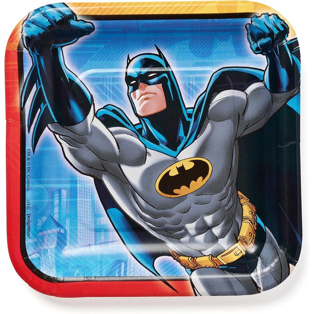 imageAmerican Greetings Batman Party Supplies Disposable Paper Dessert Plates Multicolor 8Count