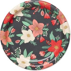 American Greetings 50-Count 6.5 in. x 6.5 in. Paper Napkins, Winter Floral Christmas Party Supplies(Dessert Plates)