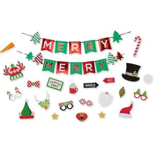American Greetings 50-Count 6.5 in. x 6.5 in. Paper Napkins, Winter Floral Christmas Party Supplies(Photo Booth Props With Banners)