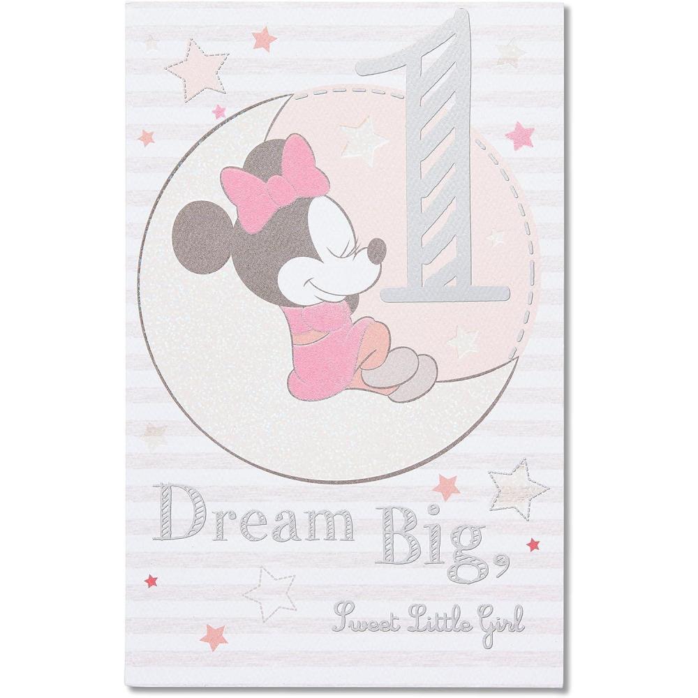 imageAmerican Greetings 1st Birthday Card for Girl Minnie Mouse Dream BigMinnie Mouse  Dream Big