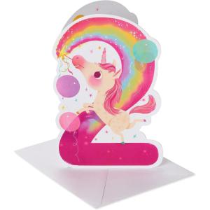 American Greetings 2nd Birthday Card for Girl (Minnie Mouse)(Unicorn)