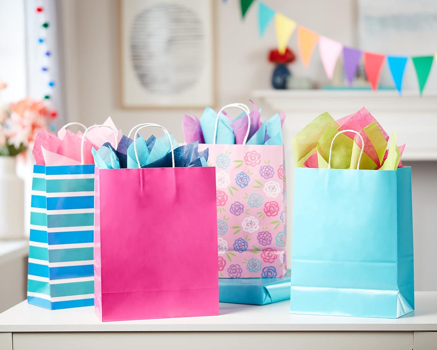 imageAmerican Greetings 10quot Small AllOccasion Goodie Bags Spring Print 16CountPink and Blue Patterns