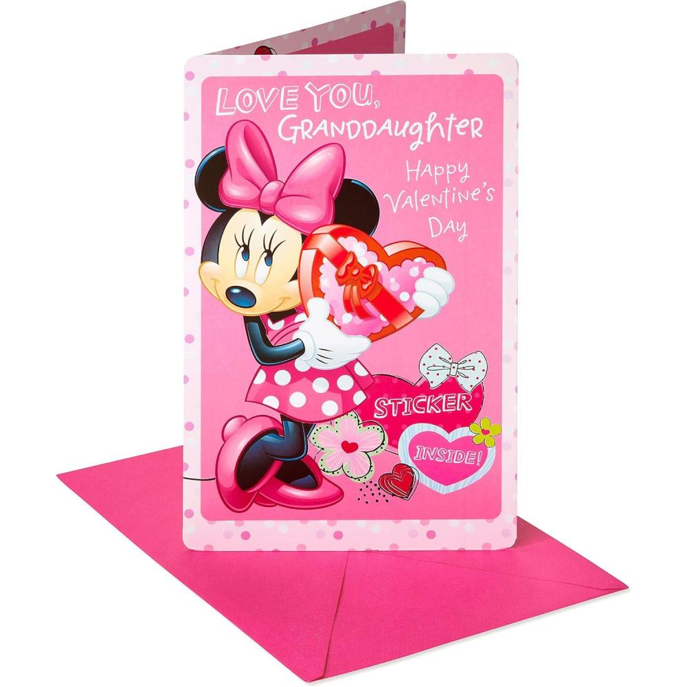 imageAmerican Greetings Disney Valentines Day Card for Granddaughter Cute As A ButtonPink