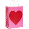 American Greetings 10.5″ Valentines Day Goodie Bags, Hearts and Stripes (16-Count)(Hearts and Solid Colors)