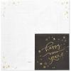 American Greetings 50-Count 5 in. x 5 in. Beverage Napkins, Kathy Davis New Years Eve Party Supplies(Black  gold)