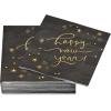 American Greetings 50-Count 5 in. x 5 in. Beverage Napkins, Kathy Davis New Years Eve Party Supplies(Black  gold)