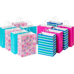 American Greetings 10″ Small All-Occasion Goodie Bags, Spring Print (16-Count)(Pink and Blue Patterns)