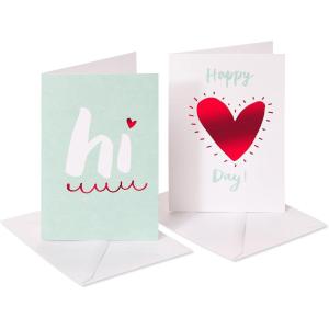 American Greetings Valentines Day Cards for Kids with Stickers, Warmest Wishes and Love-Filled Day (6-Count)(red  white)